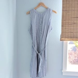 Ann Taylor LOFT NWT Blue and White Striped Front Tie Waist Dress